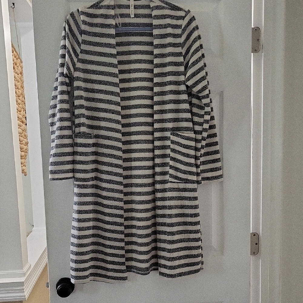Striped Open-Front Women's Duster Cardigan